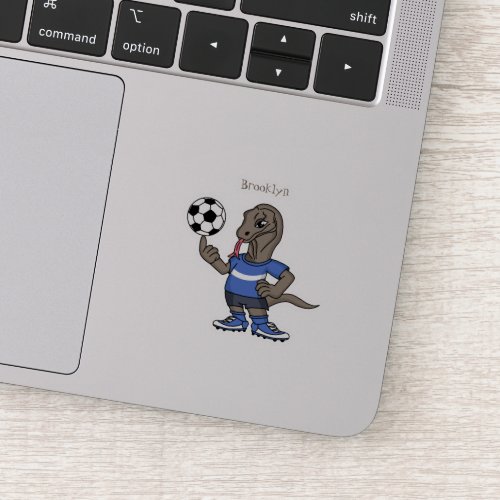 Cute funny Komodo dragon playing soccer cartoon Sticker