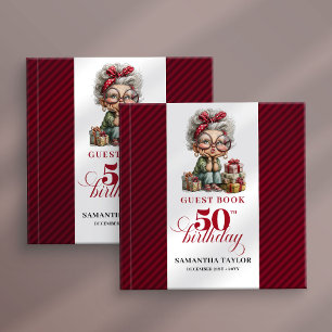 Cute Funny Lady 50th Birthday Cartoon Humor  Guest Book