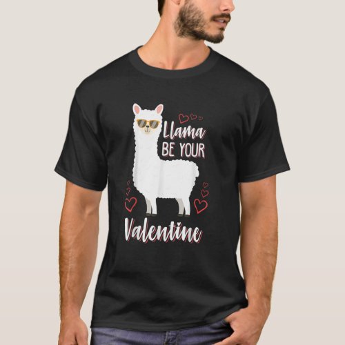 Cute Funny Lama And Valentine Design For Valentine T_Shirt