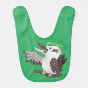 Cute funny laughing kookaburra cartoon  baby bib