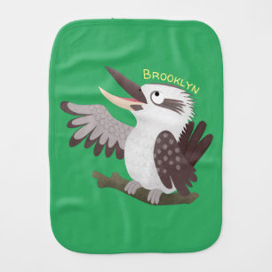 Cute funny laughing kookaburra cartoon baby burp cloth