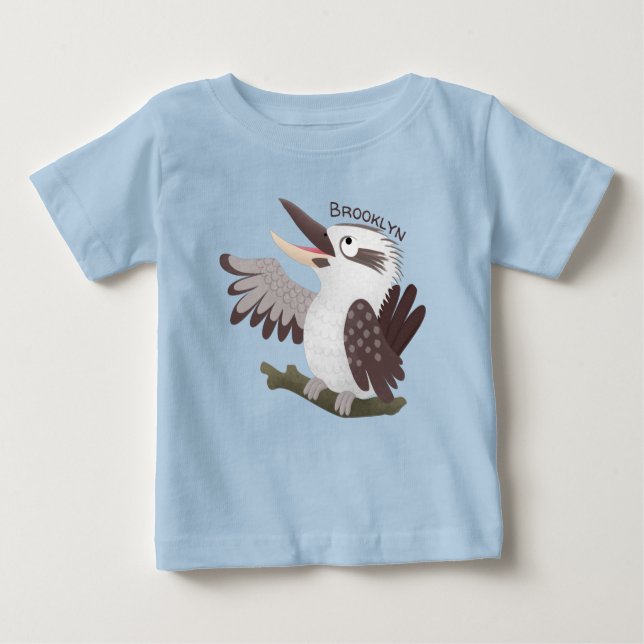 Cute funny laughing kookaburra cartoon baby T-Shirt (Front)
