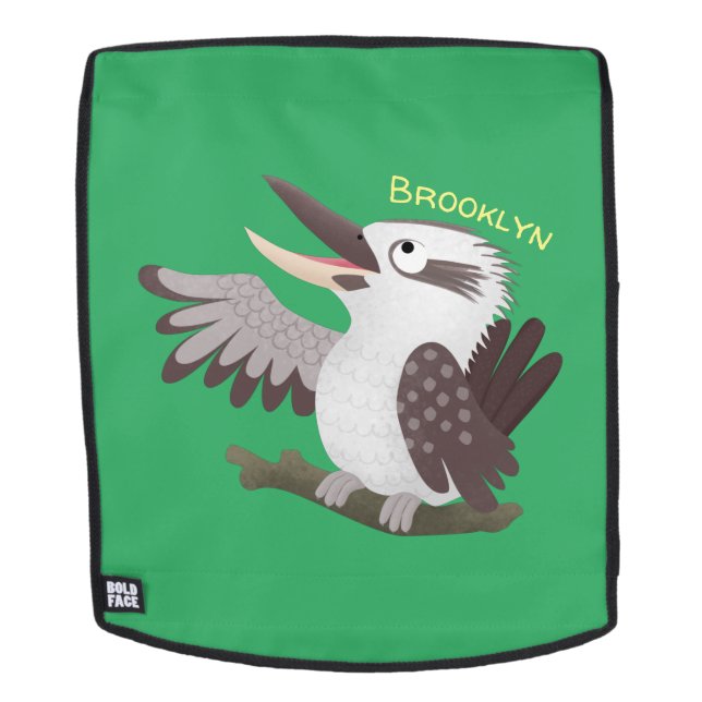 Cute funny laughing kookaburra cartoon backpack (Removable Face)
