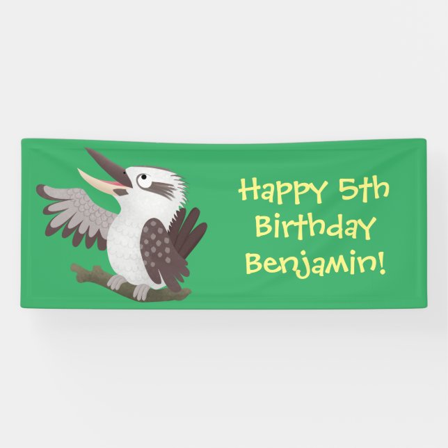 Cute funny laughing kookaburra cartoon banner (Horizontal)