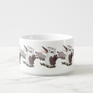 Cute funny laughing kookaburra cartoon bowl