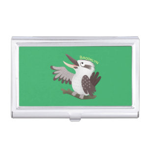 Cute funny laughing kookaburra cartoon business card case