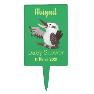 Cute funny laughing kookaburra cartoon cake topper
