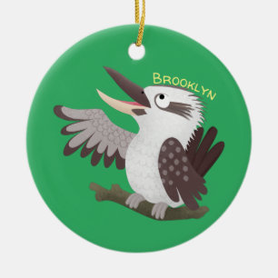 Cute funny laughing kookaburra cartoon ceramic ornament