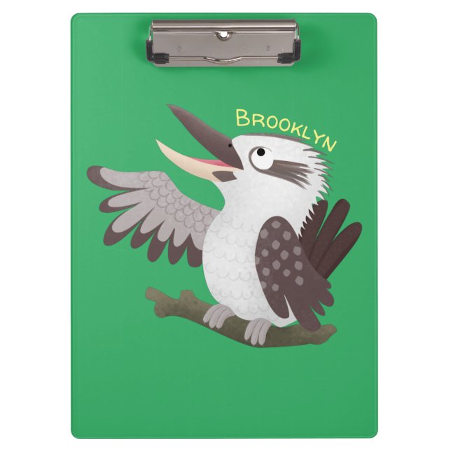 Cute funny laughing kookaburra cartoon clipboard (Front)