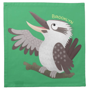 Cute funny laughing kookaburra cartoon cloth napkin