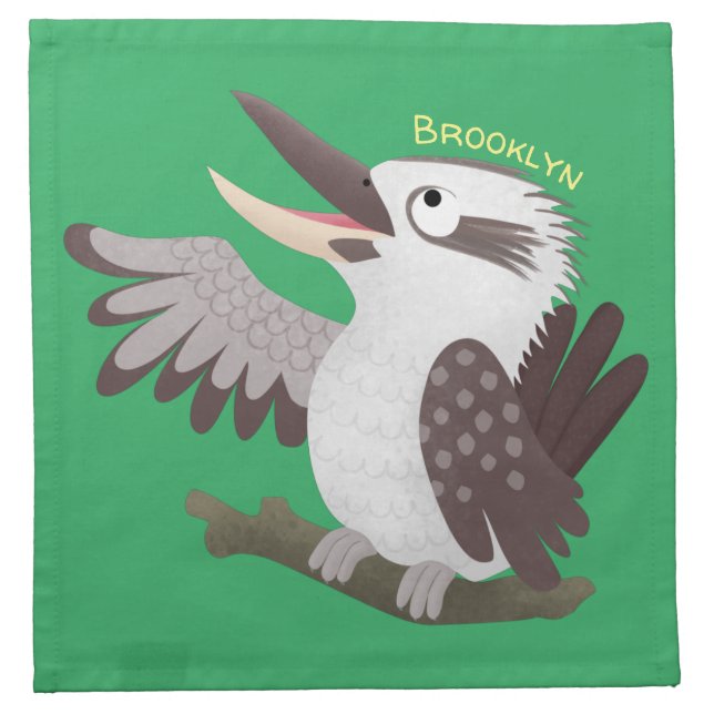 Cute funny laughing kookaburra cartoon cloth napkin (Front)