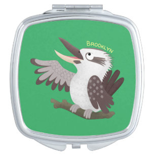 Cute funny laughing kookaburra cartoon compact mirror