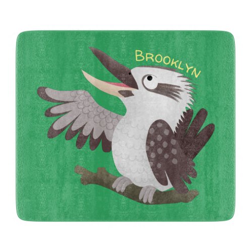 Cute funny laughing kookaburra cartoon cutting board