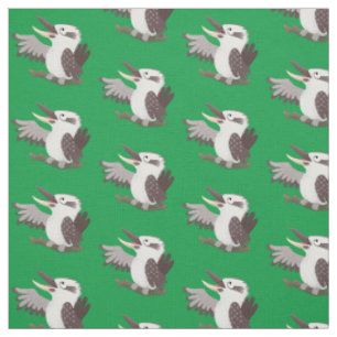 Cute funny laughing kookaburra cartoon fabric