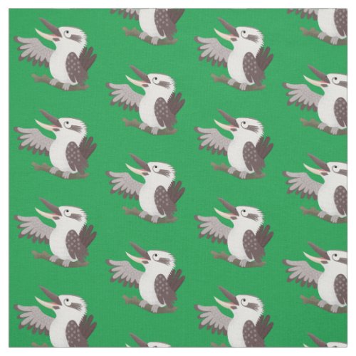 Cute funny laughing kookaburra cartoon fabric