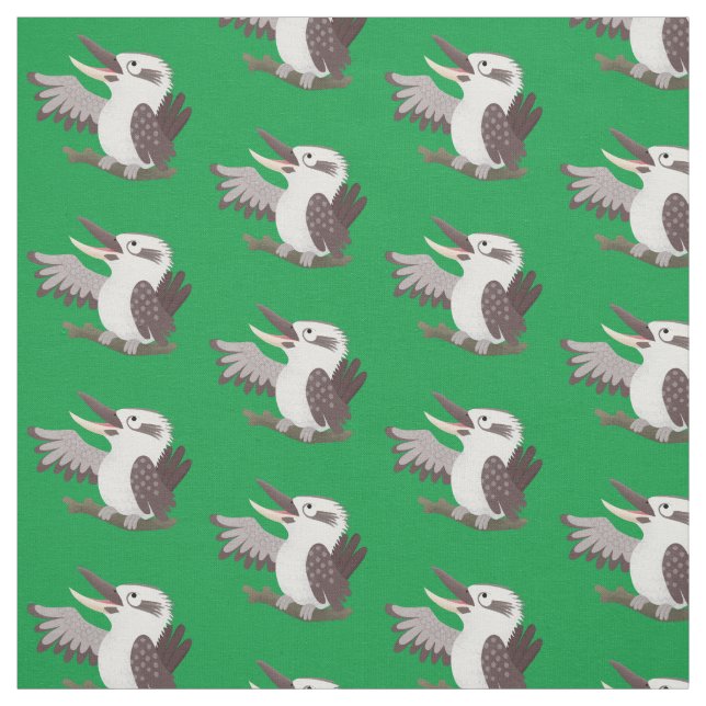 Cute funny laughing kookaburra cartoon fabric (Swatch)
