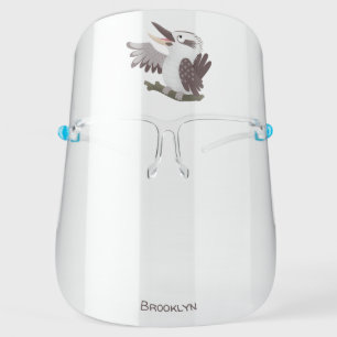 Cute funny laughing kookaburra cartoon face shield