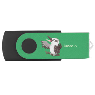 Cute funny laughing kookaburra cartoon flash drive