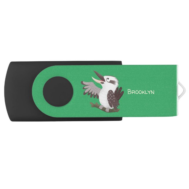 Cute funny laughing kookaburra cartoon flash drive (Front)