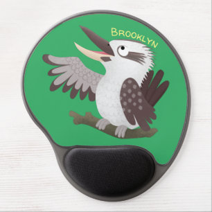 Cute funny laughing kookaburra cartoon gel mouse pad