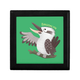 Cute funny laughing kookaburra cartoon gift box