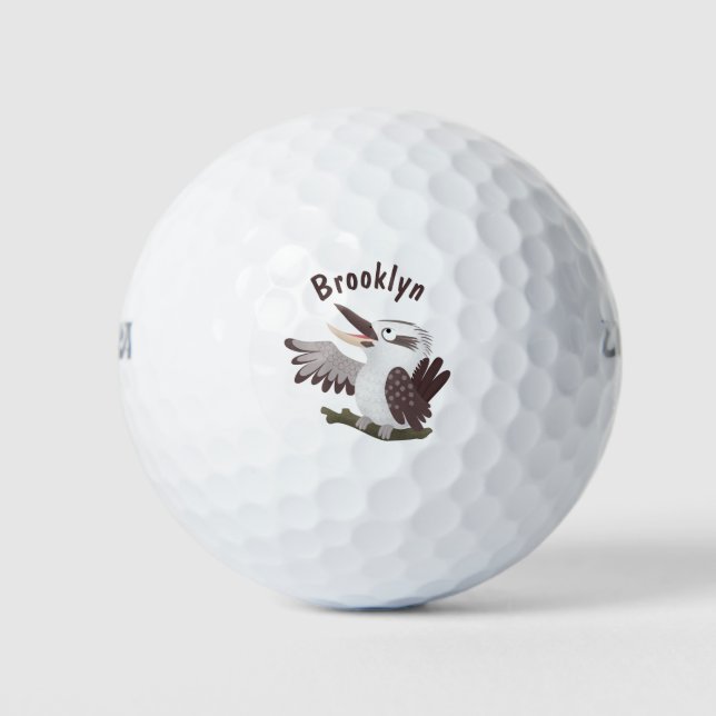 Cute funny laughing kookaburra cartoon golf balls (Front)