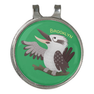 Cute funny laughing kookaburra cartoon golf hat clip