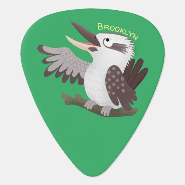 Cute funny laughing kookaburra cartoon guitar pick (Front)