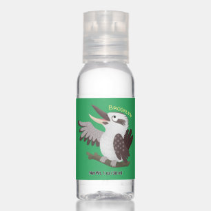 Cute funny laughing kookaburra cartoon hand sanitizer