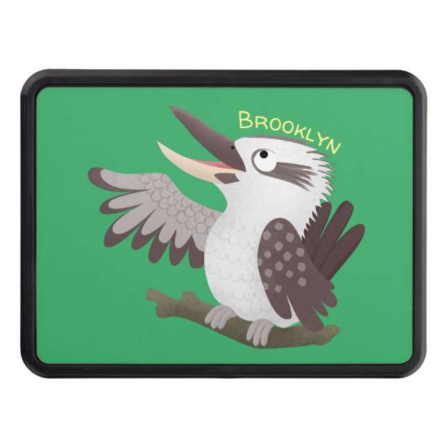 Cute funny laughing kookaburra cartoon hitch cover (Front)