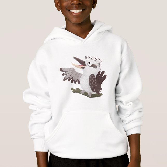 Cute funny laughing kookaburra cartoon hoodie (Front)