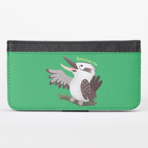 Cute funny laughing kookaburra cartoon iPhone x wallet case