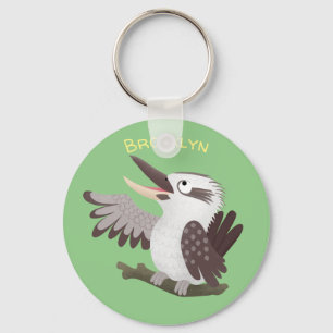 Cute funny laughing kookaburra cartoon keychain