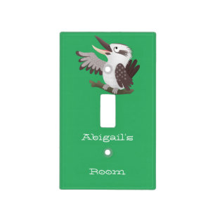Cute funny laughing kookaburra cartoon light switch cover