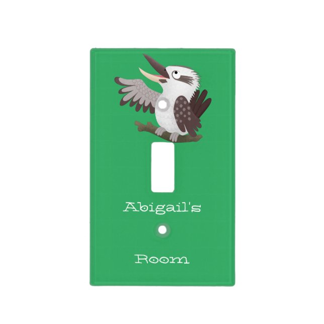 Cute funny laughing kookaburra cartoon light switch cover (Front)