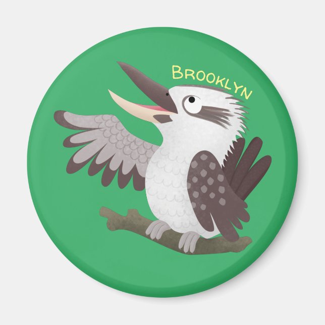 Cute funny laughing kookaburra cartoon magnet (Front)