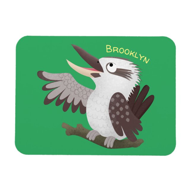 Cute funny laughing kookaburra cartoon magnet (Horizontal)