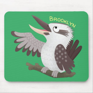 Cute funny laughing kookaburra cartoon mouse pad