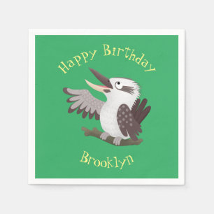 Cute funny laughing kookaburra cartoon napkins