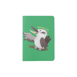 Cute funny laughing kookaburra cartoon passport holder