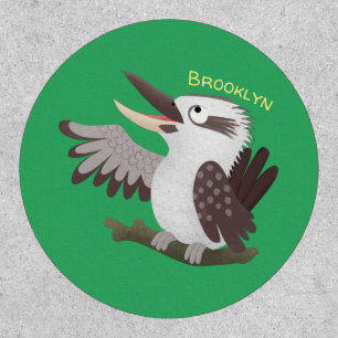 Cute funny laughing kookaburra cartoon patch