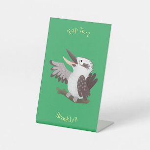 Cute funny laughing kookaburra cartoon pedestal sign