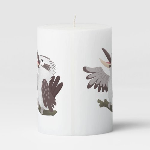 Cute funny laughing kookaburra cartoon pillar candle