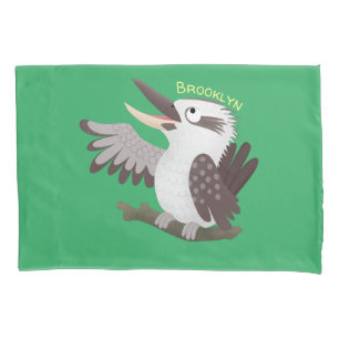 Cute funny laughing kookaburra cartoon pillow case
