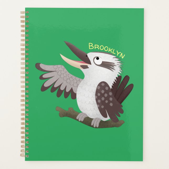 Cute funny laughing kookaburra cartoon planner (Front)