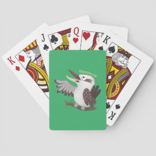 Cute funny laughing kookaburra cartoon poker cards