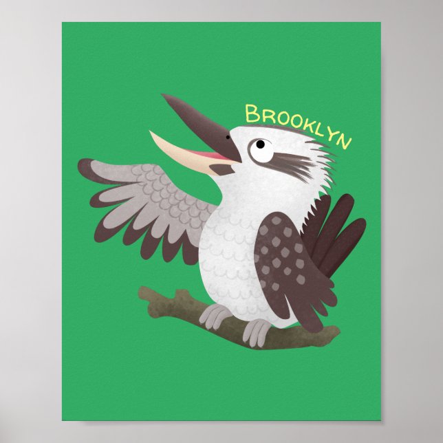 Cute funny laughing kookaburra cartoon poster (Front)