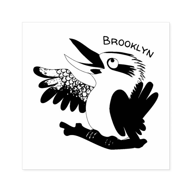 Cute funny laughing kookaburra cartoon rubber stamp (Imprint)