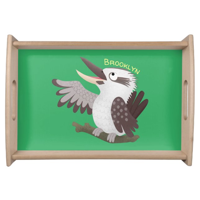 Cute funny laughing kookaburra cartoon serving tray (Front)