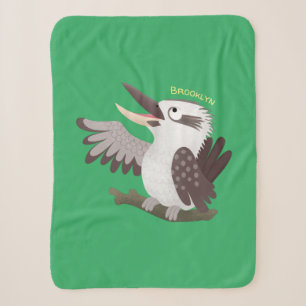 Cute funny laughing kookaburra cartoon sherpa blanket